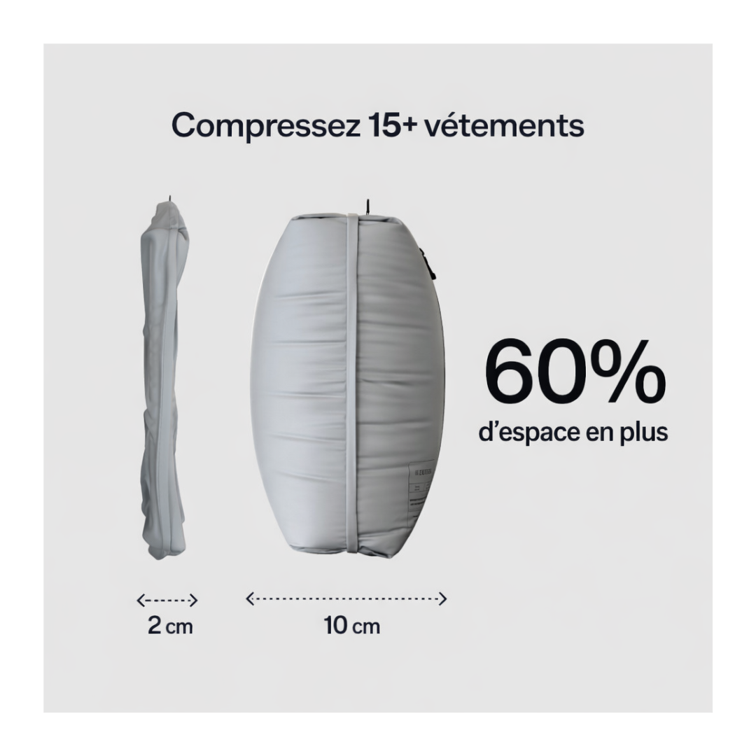 Kit Airliss– Sac de compression BLANC+ Pompe à air rechargeable